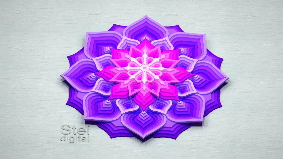 Download 3d Flower F9 mandala Cricut SVG DXF laser cut file laser ...