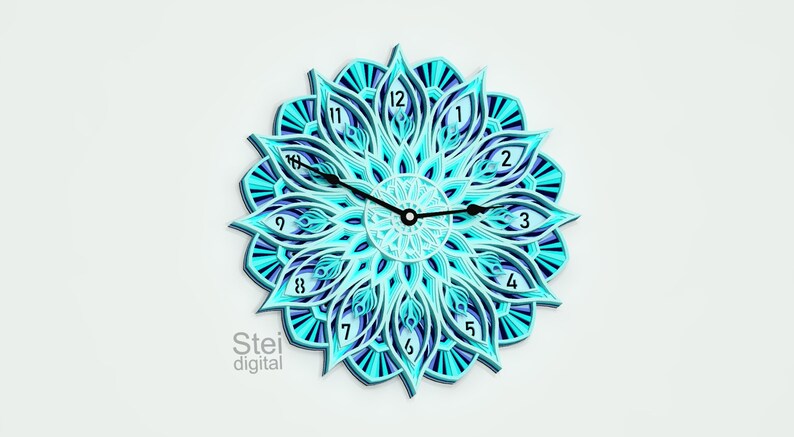 Download 3d Wall Clock mandala svg dxf cut files CNC laser cutting | Etsy