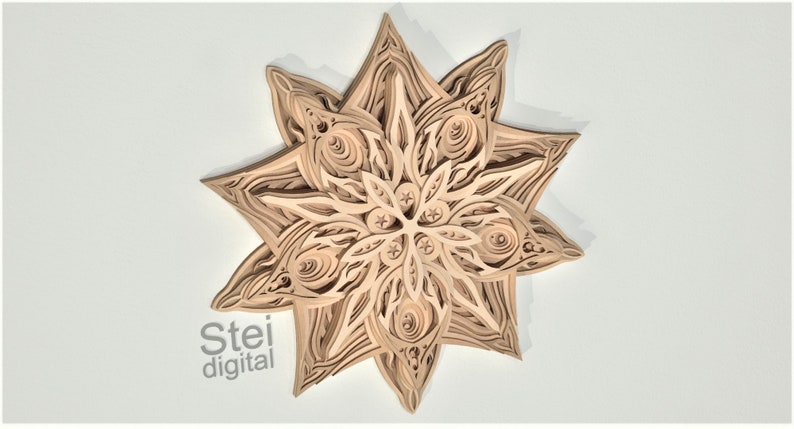 Download 3d Star mandala SVG DXF cut files template for laser | Etsy