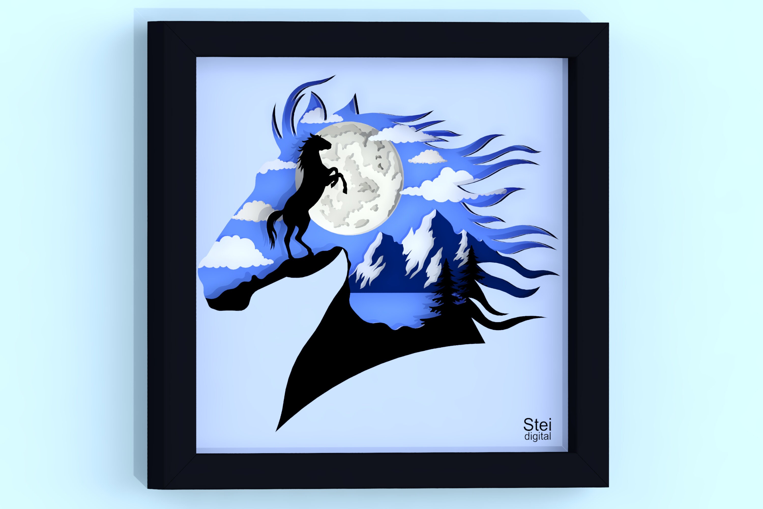 3d Horse Shadow Box Svg Horse Paper Cut Template Horse Etsy Australia