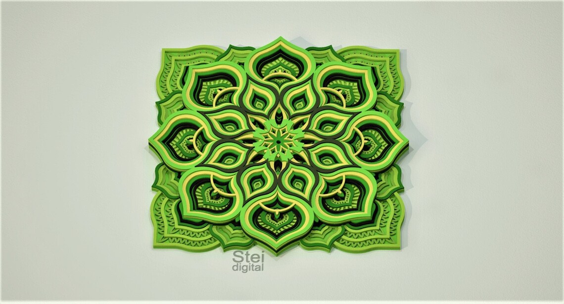 Download 3d Flower mandala SVG DXF cut files laser cutting template ...