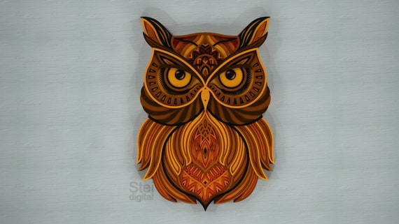 Download 3d Owl Mandala Dxf Svg Files For Laser Cutting Cnc Cut Etsy