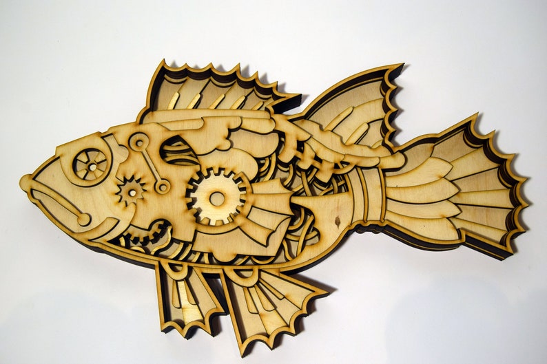 Download Mandala Steampunk Fish DXF archivos SVG para láser corte ...