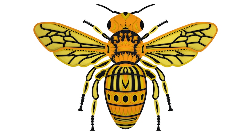 Download 3d Bee design DXF fichiers SVG pour la coupe CNC Bee | Etsy