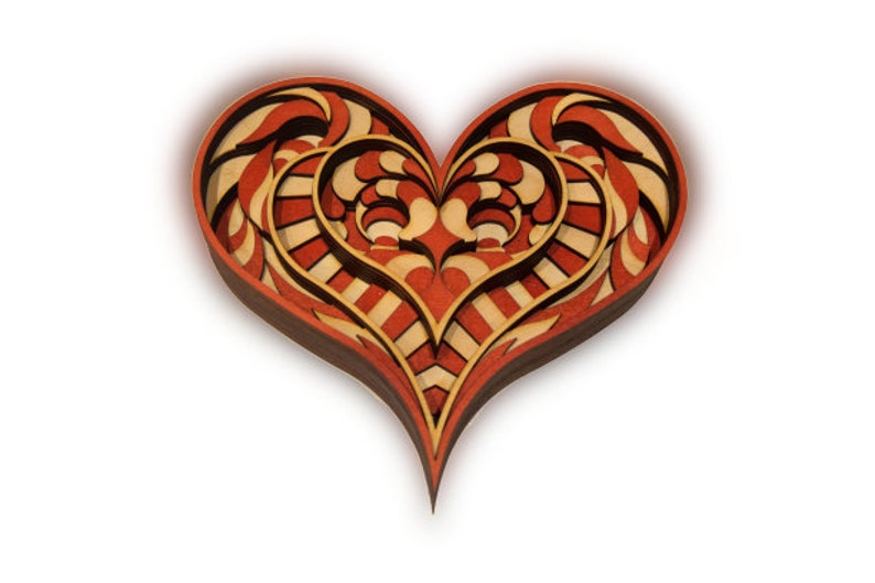 Download 3d Layered Heart Mandala Dxf Svg Files For Laser Cnc Laser Etsy
