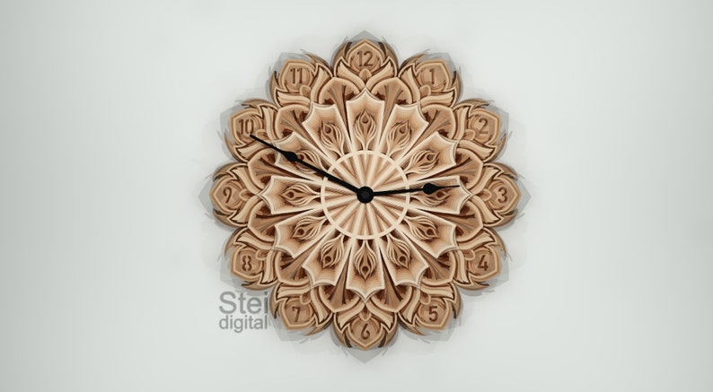 Download 3d wall clock svg dxf cut files CNC laser cutting files | Etsy