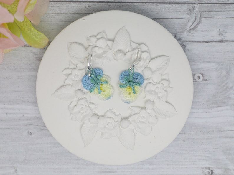 Mori girl cute earrings Cool earrings Pansy earrings Crochet earrings