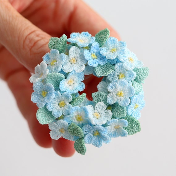 Forget Me Not Brooch Crochet Flowers Brooch Galentines Day Etsy