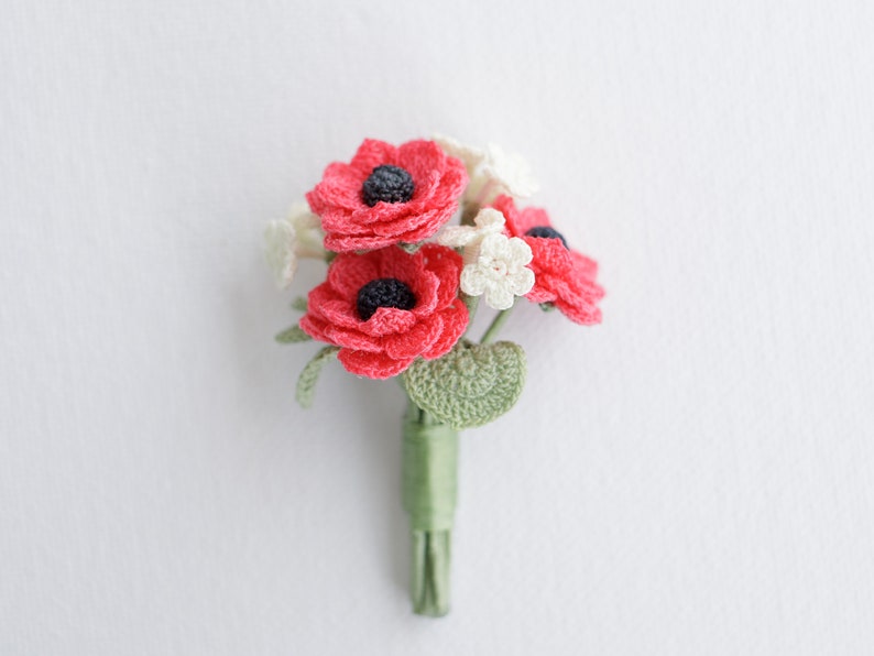 Wildflower bouquet brooch Crochet flowers Galentines day Etsy