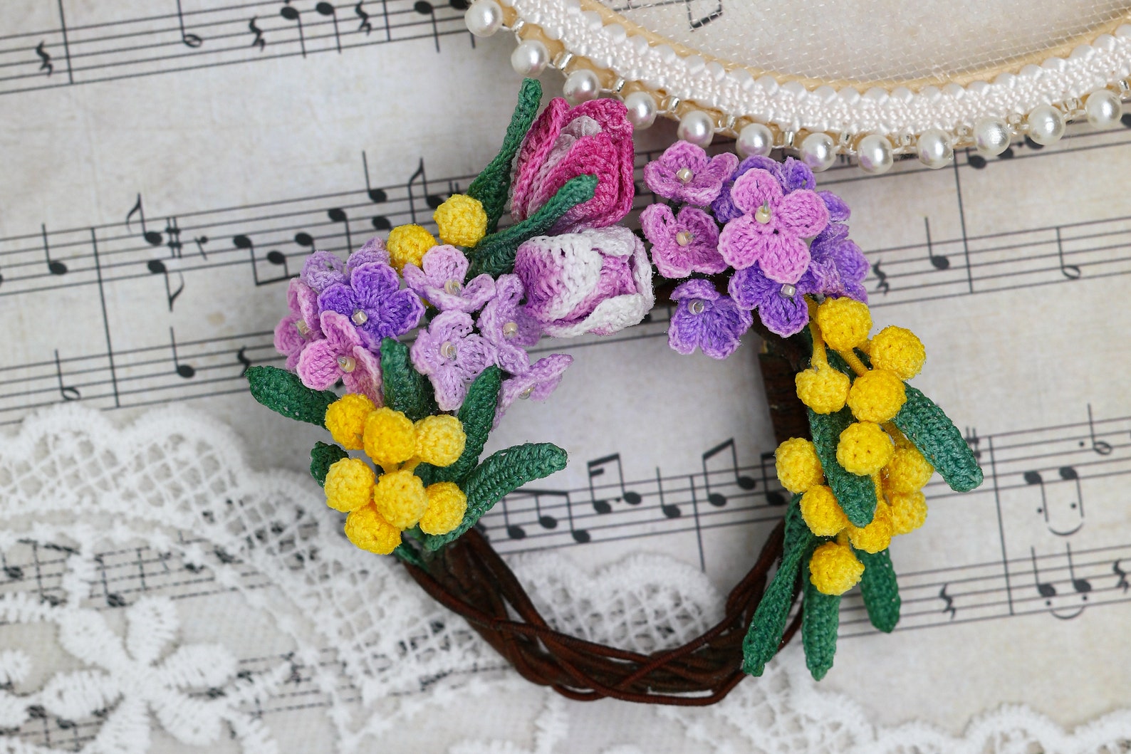 Crochet brooch Wildflower bouquet brooch Crochet flowers Etsy