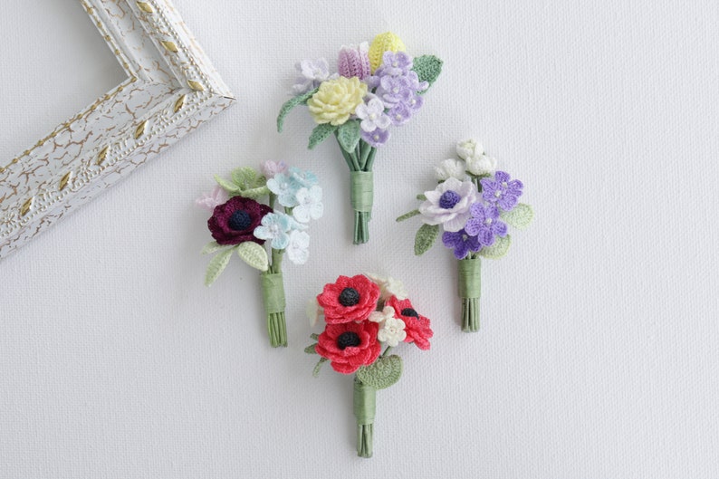Wildflower bouquet brooch Crochet flowers Galentines day Etsy