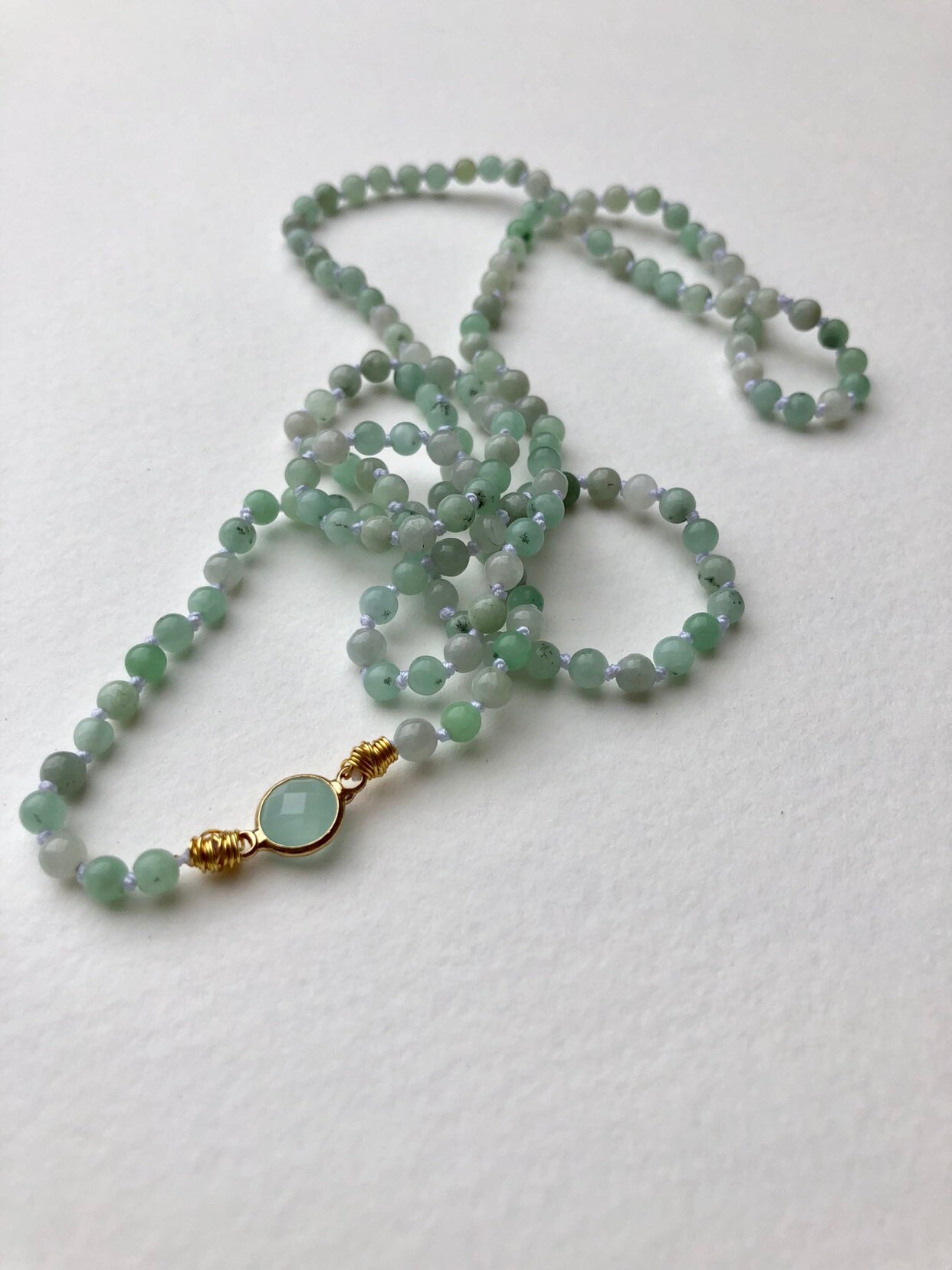 31 .5mm Burma Jade Hand Knotted Necklace With Gold and - Etsy