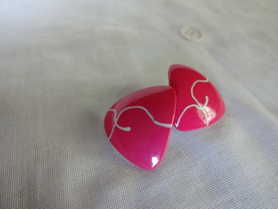 Pink Triangle Statement Earrings, Studs, Vintage … - image 1