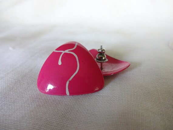 Pink Triangle Statement Earrings, Studs, Vintage … - image 2