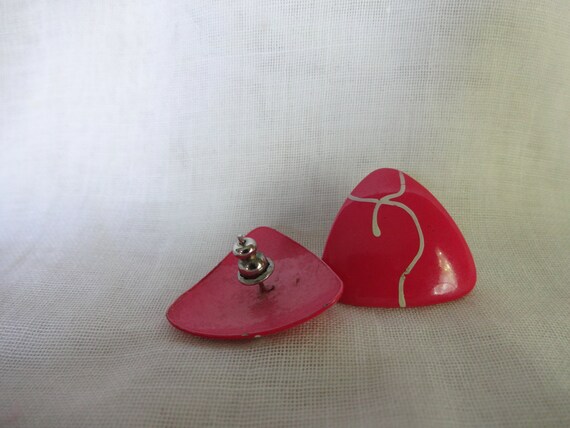 Pink Triangle Statement Earrings, Studs, Vintage … - image 5