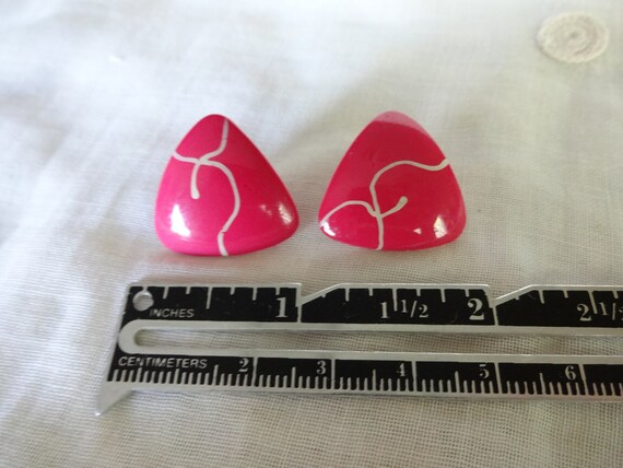 Pink Triangle Statement Earrings, Studs, Vintage … - image 3