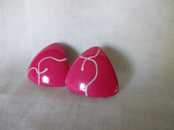 Pink Triangle Statement Earrings, Studs, Vintage … - image 7