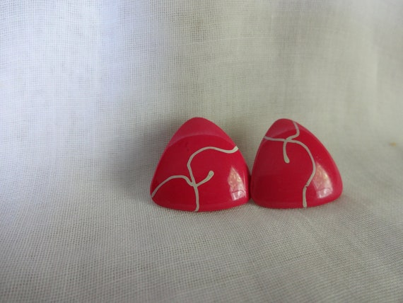 Pink Triangle Statement Earrings, Studs, Vintage … - image 6