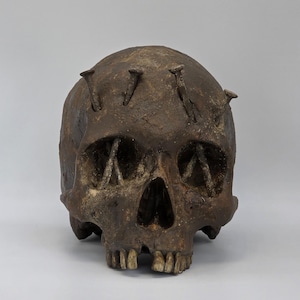 Soul trap . Human skull replica . Realistic Plaster of Paris life size human skull replica.