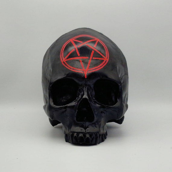 Pentagram! Plaster of Paris life size human skull replica.