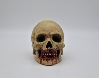 Blooded Solid mini human Skull ornament Small replica plaster of Paris human skull.