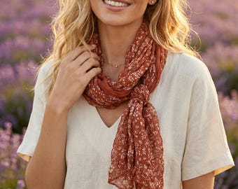 Lightweight Natural Scarf, Summer Wrap, Breathable Travel Shawl, Everyday Accessory