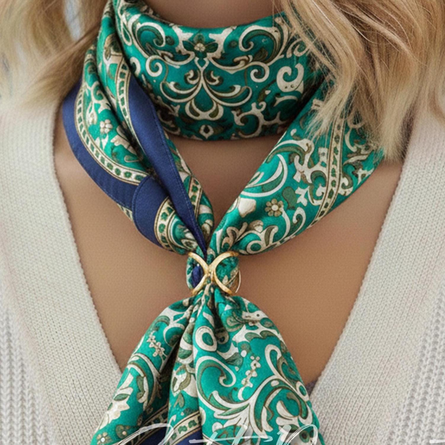 Scarves Ring / Scarf Buckle / Gold and Silver Shawl Pin / Foulard Holder / Gift for Women's