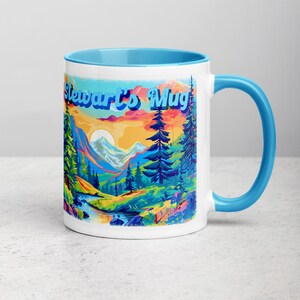 Personalized Retro Landscape Coffee Mug: Custom Name Ceramic Cup