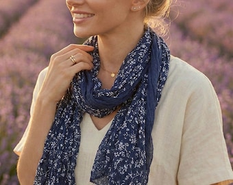 Floral Lightweight Wrap Scarf / Soft Forest Style Shawl / 180cmx90cm Spring Autumn Flower