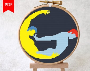 Needlework Easy Counted Cross Stitch Chart Instant Download PDF Modern Embroidery Gay Guys Cross Stitch Pattern Love Hoop Art LGBT