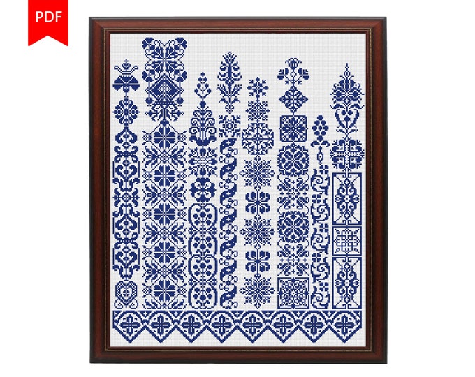 Monochrome Sampler Cross Stitch Pattern Counted Cross Stitch Etsy