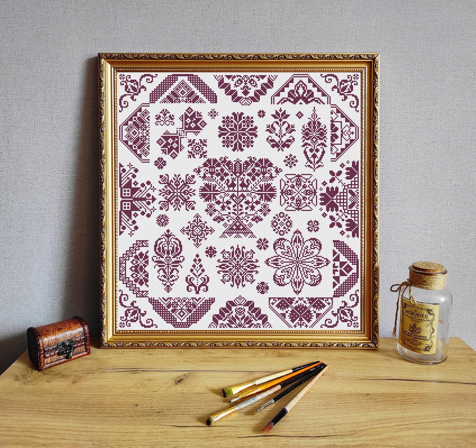 Quaker Sampler Cross Stitch Pattern Cross Stitch Chart Etsy