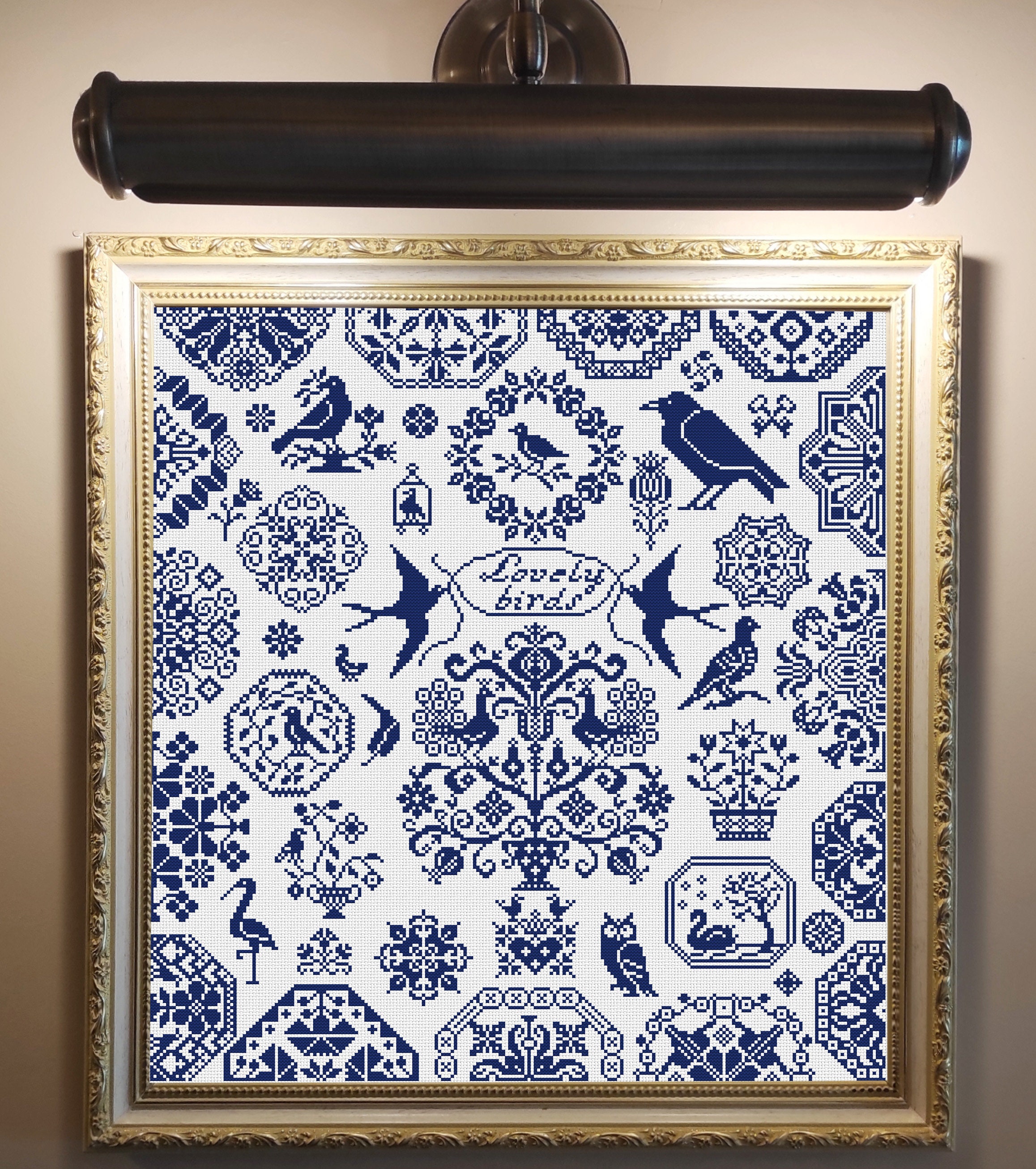 Lovely Birds Quaker Sampler Cross Stitch Pattern Cross Stitch Etsy Canada