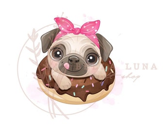 Donut Puppy, clipart