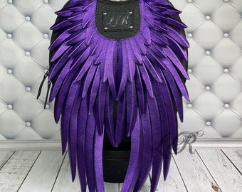 rainbow leather backpack with angel wings