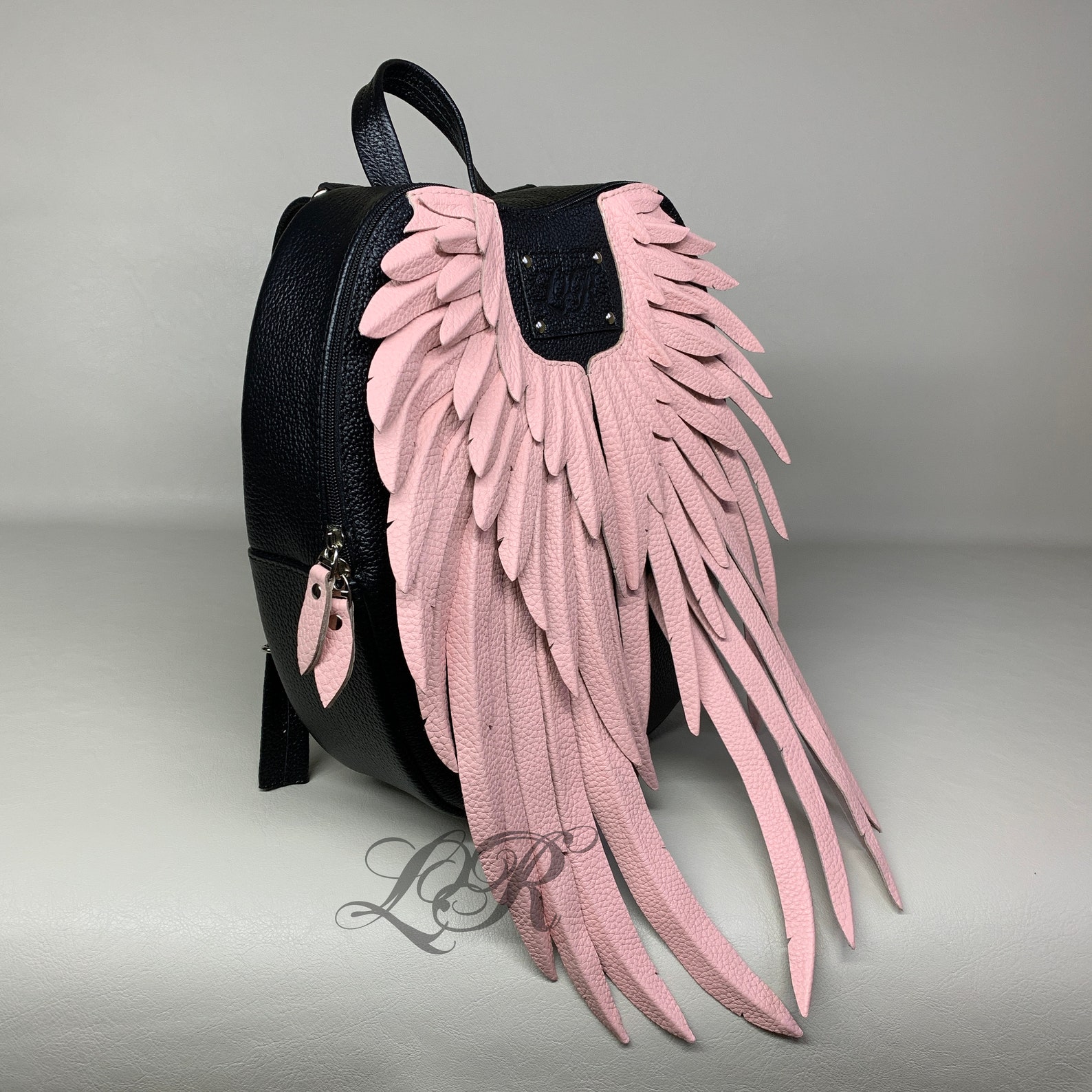 Pink Leather Backpack Pink Backpack Wings Backpack Angel Etsy