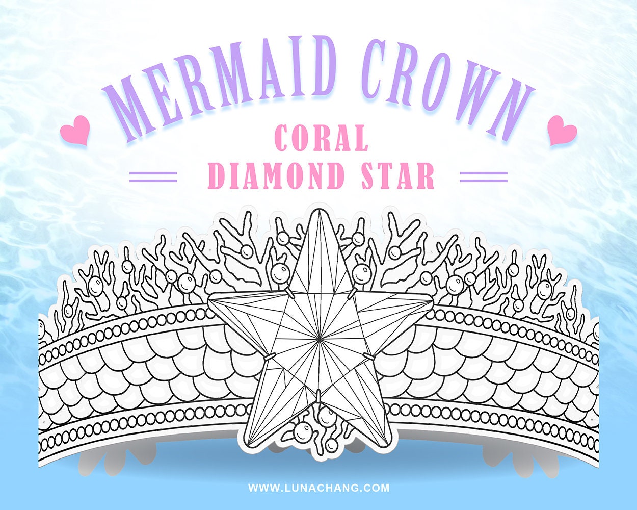 Mermaid Paper Crown Coloring Page for Adult and Children | Etsy