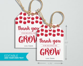 Teacher Appreciation Gift Tags - Editable Template, Teacher Gift Tags, Printable Gift Tags, thank you tag, Teacher Printable, Thank you