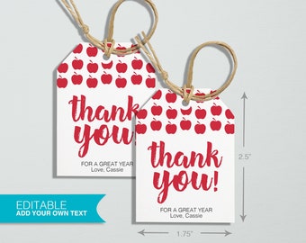 Teacher Appreciation Gift Tags - Editable Template, Teacher Gift Tags, Printable Gift Tags, thank you tag, Teacher Printable, Thank you