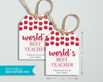 Teacher Appreciation Gift Tags - Editable Template, Teacher Gift Tags, Printable Gift Tags, thank you tag, Teacher Printable, Thank you
