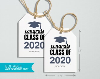 Graduation Gift Tags, High School, Editable Template - Instant Download, Printable Gift Tags, Digital File, Congrats Grad