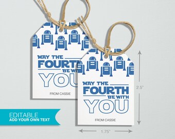 May the Fourth Be With You Gift Tags - Editable Template, Star Wars Gift Tags, Printable Gift Tags, May the 4th tag, Printable