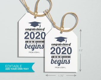 Graduation Gift Tags, High School, Editable Template - Instant Download, Printable Gift Tags, Digital File, Congrats Grad, tassel