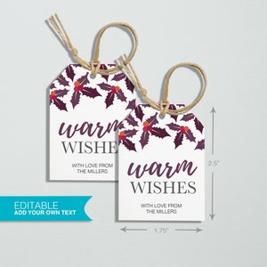 Editable Template - Christmas Gift Tags, Xmas Printable Gift Tags, Digital File, Instant Download