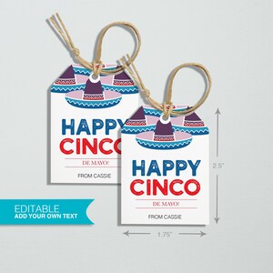 Cinco de Mayo Mexican Fiesta Gift Tags, Party Gift Tags, Printable Gift Tags, Digital File, Instant Download, Editable Template