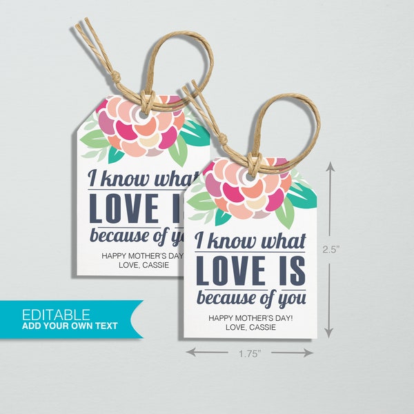 HAPPY MOTHERS DAY Gift Tags - Editable Template, Mom Favor Tags, Printable Gift Tags, Happy Mother’s Day, Mother’s Day Printable