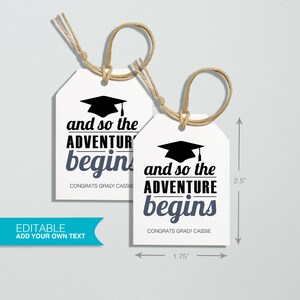 Graduation Gift Tags, High School, Editable Template - Instant Download, Printable Gift Tags, Digital File, Congrats Grad