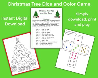 Christmas Dice Game | Printable Dice | Christmas Coloring Activity Page ...