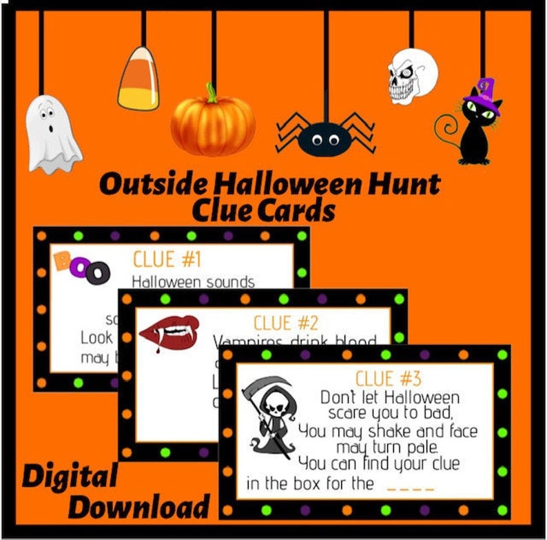 Outside Halloween Hunt Clue Cards Etsy