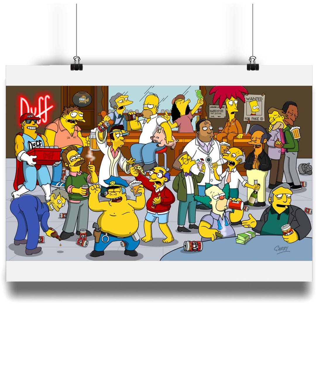 Simpsons Hour Chain Happy Hour at Moes Tavern - Funny Simpsons-inspired Party Print | Pop ...